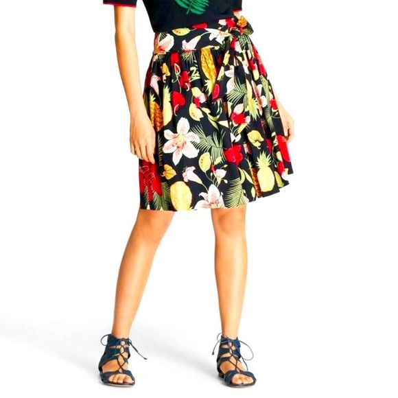 Brooks Brothers Dresses & Skirts - Brooks Brothers Tropical-Print Stretch Cotton Poplin Skirt 6 Hawaiian pineapple